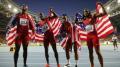 The US 400m relay gold medal winners at the Moscow Athletics worlds